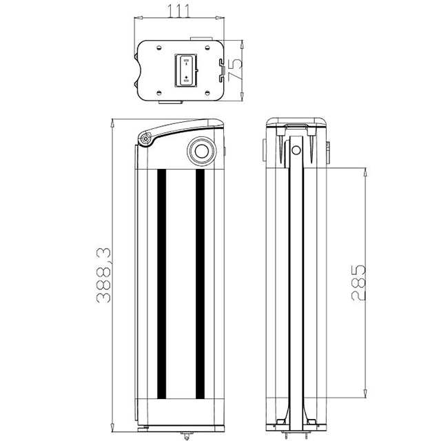 Sliver Fish 24v 36v 48v 52v 72v 12ah 20ah batteries electric e bike ebike lithium battery pack hidden electric bicycle battery case