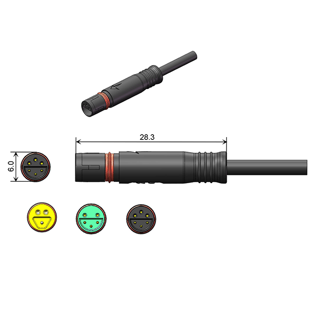 M12 Male Or Female A Coded Connector Straight Molded Cable Waterproof IP66 For Industrial Automation Signals