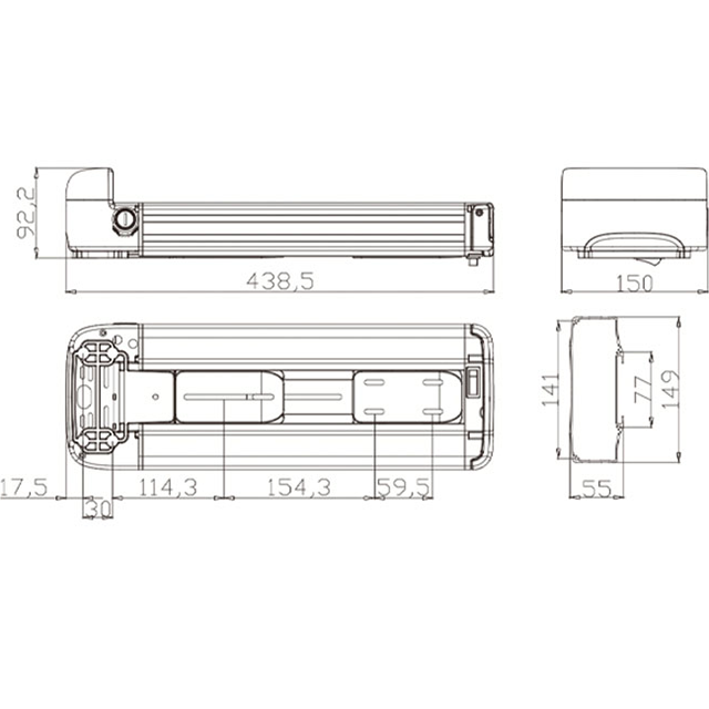 Production customization US EU AU Rear Rack Rechargeable Cushion type Seismic and explosion-proof Lithium Ebike Battery 48V10.4Ah 