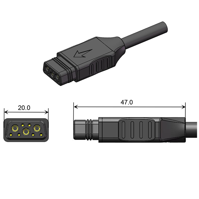 48V 25A 2.0/2.5mm²/0.2mm² motor connectors for ebike