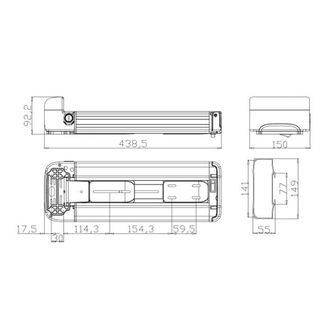 36v 48V 11ah 13ah 14.5ah 17ah Electric Bicycle Rechargeable Lithium Battery Case 10S5P 13S4P Rear Rack Type box