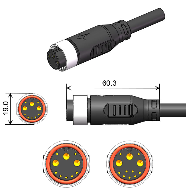 60V 35A 2.5/3.0/4.0mm²/0.2mm² 10pin 12pin motor connectors