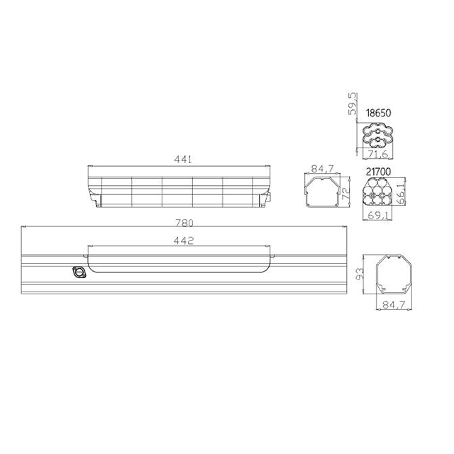 Inner battery case 36V 18650 50 pcs / 21700 40 pcs 10S5P / 10S4P lithium ion battery for electric bike