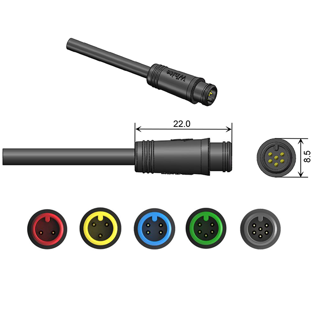 2 3 4 5 6 pin/way M12 M14 M15 M16 Waterproof Connector IP66 Electric Power Cable