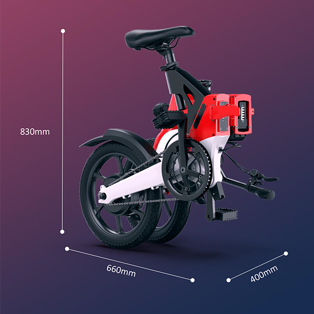 Lightweight Folding Step Thru Electric Bike 250W rear wheel motor 16 inch Endurance 60 Miles Foldable Moped ebike