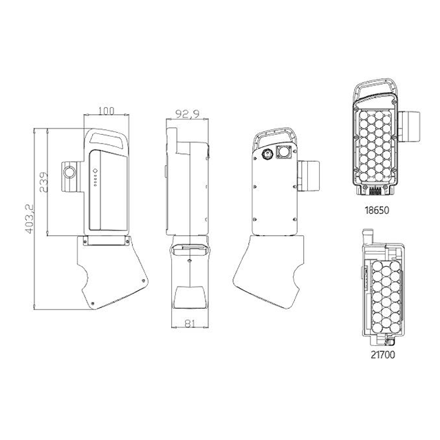  Middle tube type 20 30pcs Cell EBike Battery Box Case Electric Bike Kit