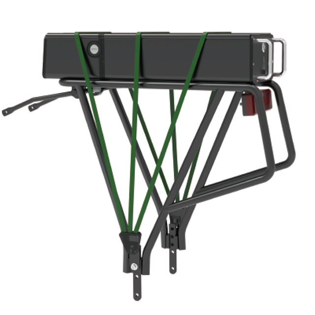  Design of double stainless steel handles 42PCS 21700 cells/52PCS 21700 cells Rear Rack Type 36V 48V Battery Case