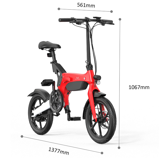 Lightweight Folding Step Thru Electric Bike 250W rear wheel motor 16 inch Endurance 60 Miles Foldable Moped ebike