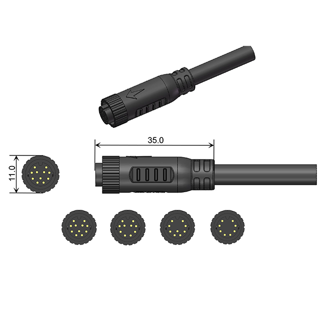 Electrical Wire Connector 8/9/10/11 pins IP65 Waterproof Cable Connector in E-Bike Electrical Connectors