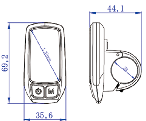  Key integration 2.3inch LED display for ebike