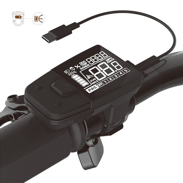segment 1.6"36V 48V 52V with bluetooth USB function display for ebike E-scooter